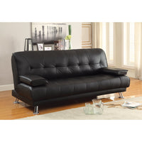 Faux Leather Convertible Sofa Bed with Removable Armrests, Black