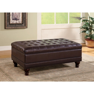 Traditional Tufted Ottoman, Dark Brown