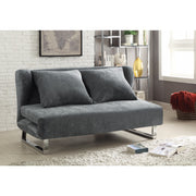 Velvet, Modern Couch Bed with Winged Back Design, Gray