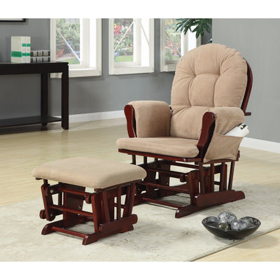 Chicly Elegant Glider Chair With Ottoman, Brown