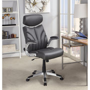 Leather, Designer Executive Chair with Adjustable Headrest, Gray