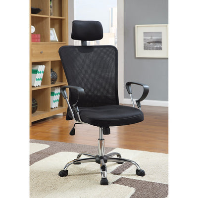 Designer Executive Mesh Chair with Adjustable Headrest, Black