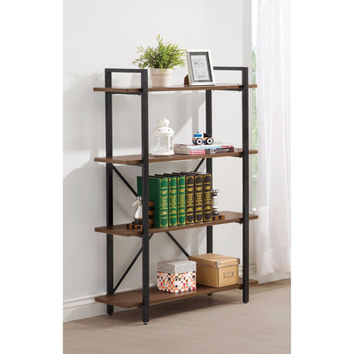 Sturdy Wooden Bracket Bookcase With 4 Shelves, Brown