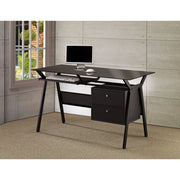 Modish Metal Computer Desk with Two Storage Drawers, Black