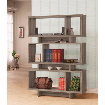 Well-made Contemporary Open Bookcase, Gray