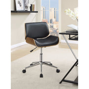 Contemporary Small-Back Home Office Chair, Black-Walnut