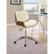 Contemporary Small-Back Home Office Chair, Beige-Walnut