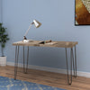 Industrial Style Writing Desk With Hairpin Metal Legs, Brown