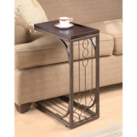 Elegantly Charmed Wood And Metal Snack Table, Brown