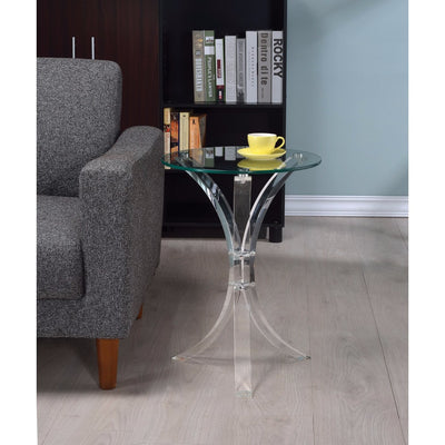 Contemporary Acrylic Accent Table With Glass Top, Clear