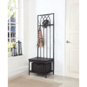 Transitional Metal Hall Tree with Storage Bench, Black