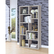 Modish Wooden Bookcase With Multiple Shelves, Gray