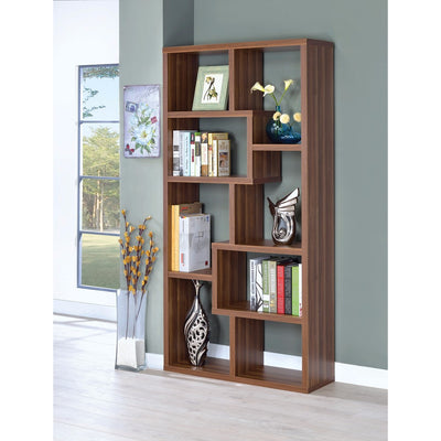 Sturdy Wooden Bookcase With Multiple Shelves, Brown