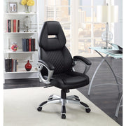 Leather, Sporty Executive High-Back Office Chair, Black