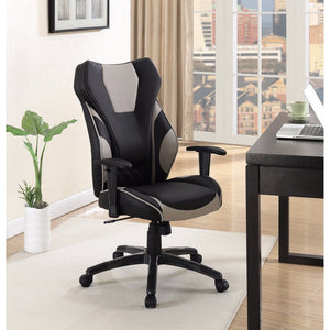 Stylish Funky Executive High-Back Leather Chair, Black-Gray