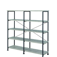 Contemporary Style Wood and Metal Open Bookcase, Gray