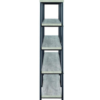 Contemporary Style Wood and Metal Open Bookcase, Gray