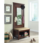 Hall Tree With Storage Bench And Mirror, Brown