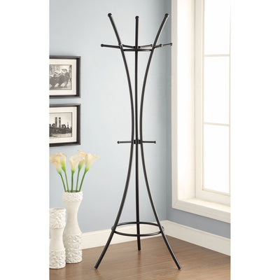 Contemporary Metal Coat Rack With Rubber Tips, Black