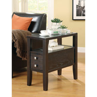 Casual Wooden Chair Side Table With Two Drawer, Brown