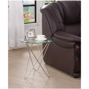 Stylish Round Table With Tempered Glass Top, Silver