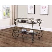 Traditional Serving Cart With Scroll Accents, Bronze