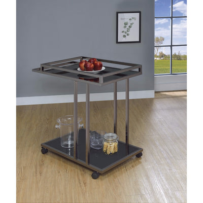Modern Two Tier Metal And Glass Serving Cart, Black