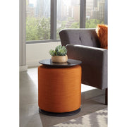 Captivating Wooden Accent Table With Ottoman, Orange