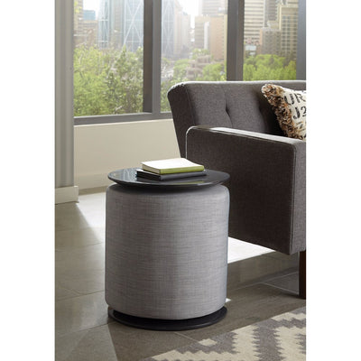 Appealing Wooden Accent Table With Ottoman, Gray