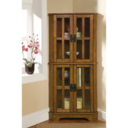 Corner Cabinet With Windowpane-Style Door Fronts, Brown