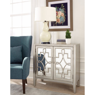 Traditional Style Wooden Accent Cabinet , Silver