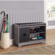 Sophisticated Shoe Cabinet With Leatherette Seat, Black