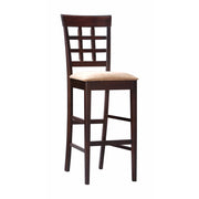 Open Grid Wooden Bar Height Stool, Brown, Set of 2