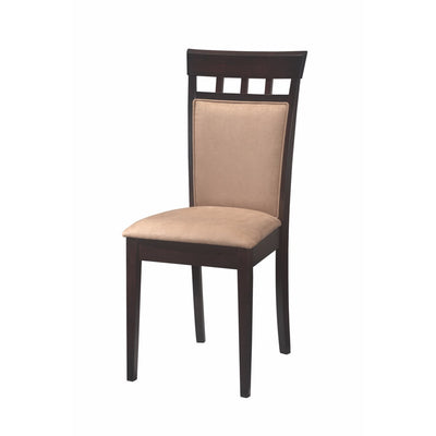 Upholstered Back Panel dining Chair with Fabric Seat, Beige And Brown, Set of 2