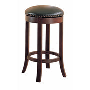 Contemporary 29" Swivel Bar Stool with Upholstered Seat, Brown ,Set of 2