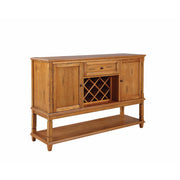 Transitional Wooden Server with Wine Rack and Shelf, Brown