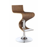 Modern Adjustable Bar Stool With Chrome Base, Brown And Silver