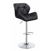 Adjustable Diamond Bar Stool with Chrome Base, Black ,Set of 2