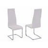 Stylish White Faux Leather Dining Chair with Chrome Legs, Set of 4