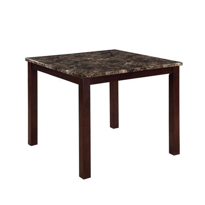 Square Faux Marble Top Counter Height Table, Brown