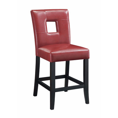 Elegant Counter Height Chair with Vinyl Cushion, Red, Set of 2
