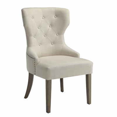 Luxurious And Comfy Button Tufted Dining Chair, Beige