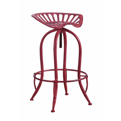 Stylish Tractor Seat Adjustable Metal Bar Height Stool, Red