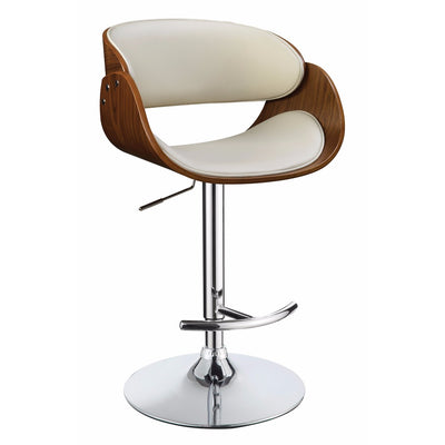 Modern Style Adjustable Bar Stool, White And Brown