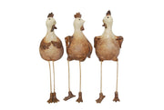 Up-Scaling Set Of 3 Decorative Resin Sitting Rooster, Brown And White