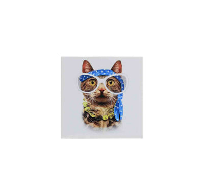 Decorative Willy Cat Print On Canvas, Multicolor