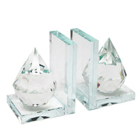 Beautiful Natural Crystal Diamond Bookends, Clear, Set Of 2