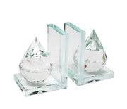 Beautiful Natural Crystal Diamond Bookends, Clear, Set Of 2