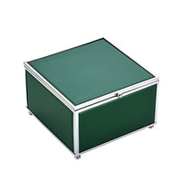 Stylish Square Wood And Glass Storage Box, Green