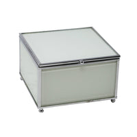 Stylish Decorative Wood And  Glass Storage  Box, White